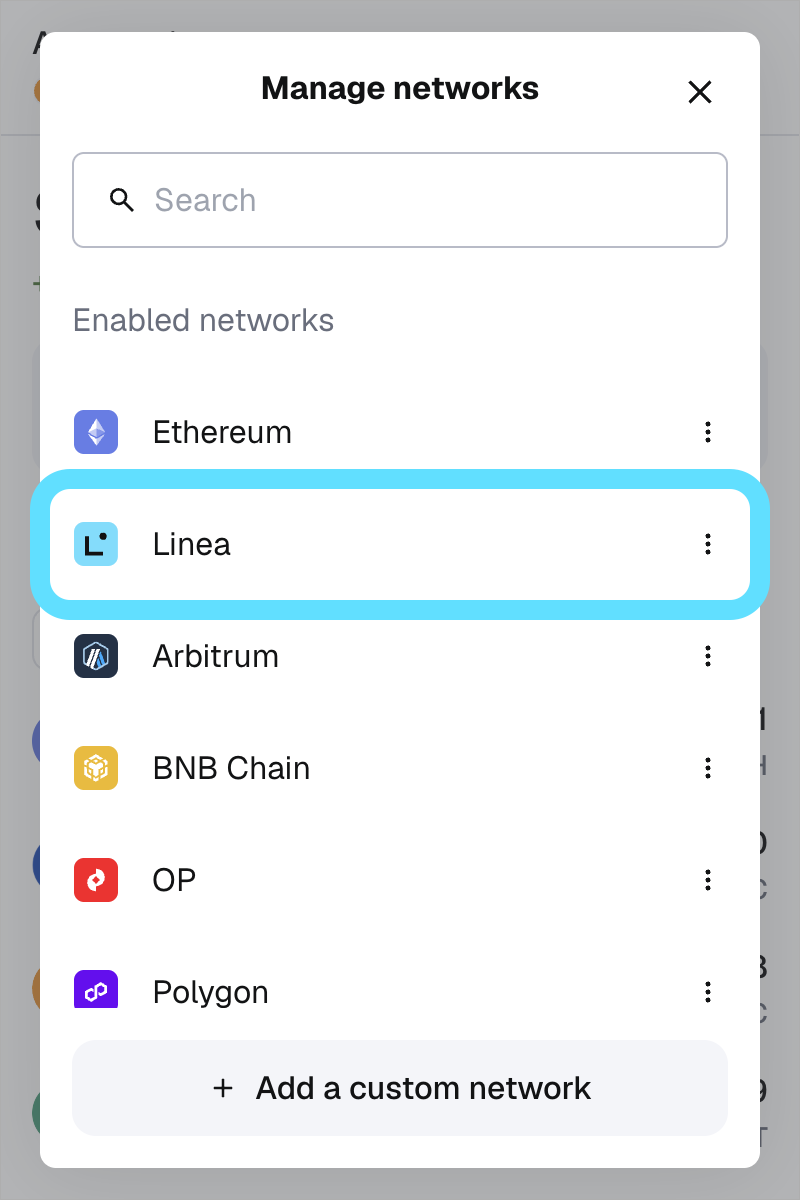 MetaMask extension locate networks list Linea